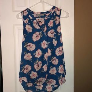 Blue top with floral pattern